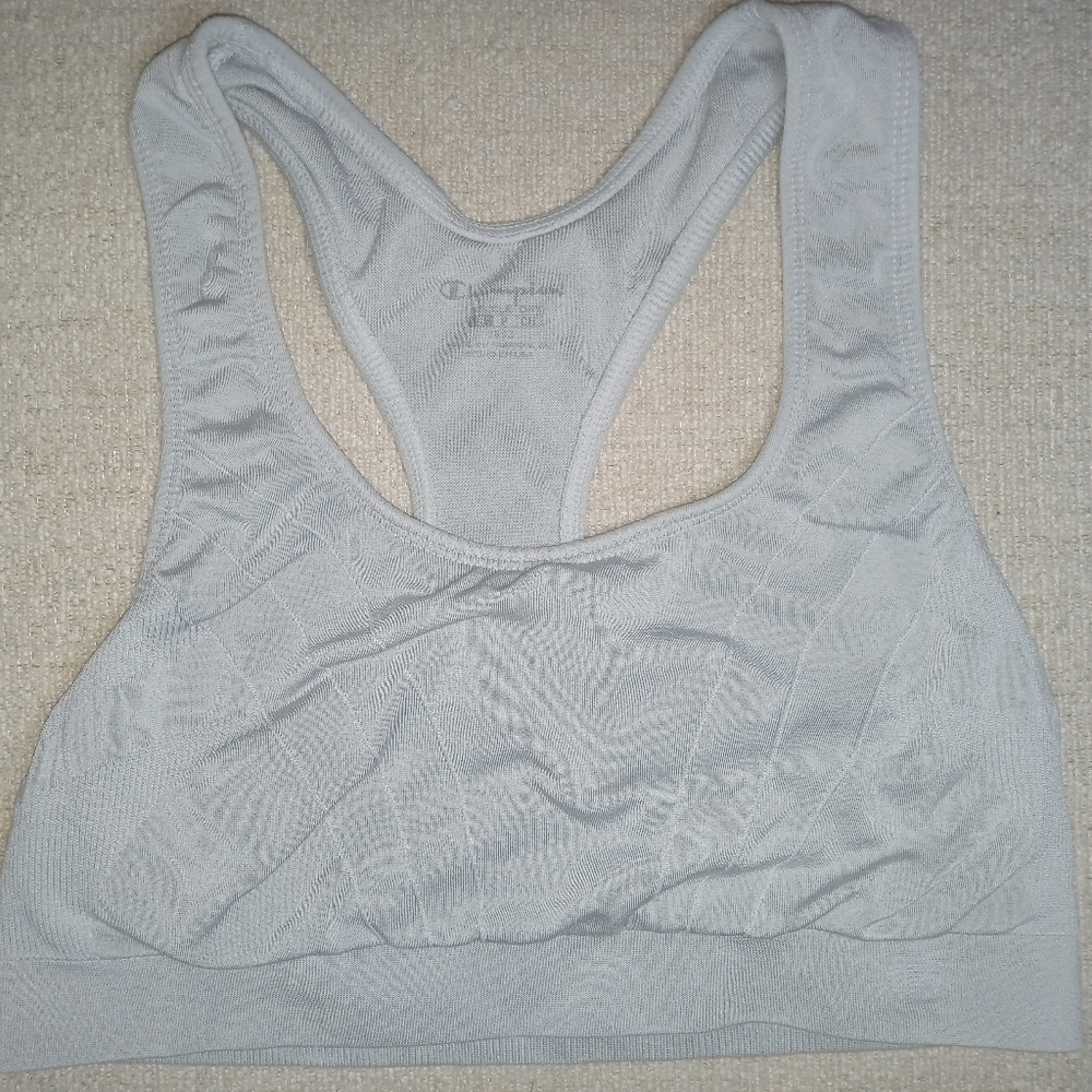 Champion, Double Dry, Gray, Sports Bra with Racerback Design, Size small